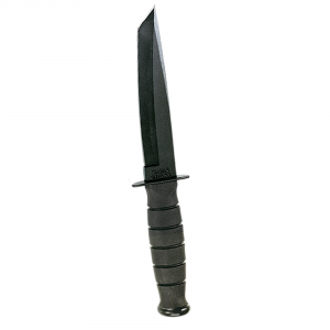 Ka-Bar Short Tanto Straight Edge Knife - Black Leather - Fixed Blade - Kabar Knives
